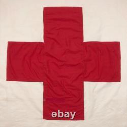 Large Vintage Cotton Sewn Flag Red Cross Medic First Aid Military Army Surplus