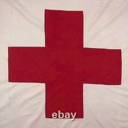 Large Vintage Cotton Sewn Flag Red Cross Medic First Aid Military Army Surplus
