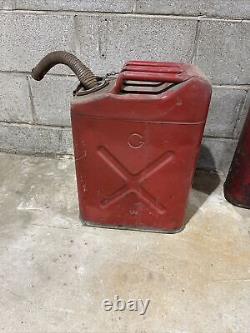 Lot 2 VTG Antique Military Jerry Can 5 Gallon Gas Can US USA Army Jeep 1951