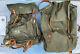 Lot Of 2 Swedish Army Military Framed Canvas Leather Backpack Rucksack 3 Crown