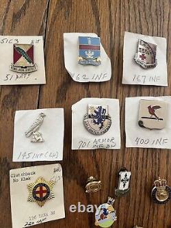 Lot US Army Uniform Insignia DUI Distinctive Unit Insignia Pins Rank Military