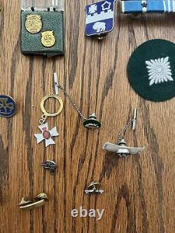 Lot US Army Uniform Insignia DUI Distinctive Unit Insignia Pins Rank Military