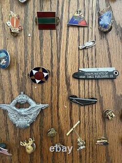 Lot US Army Uniform Insignia DUI Distinctive Unit Insignia Pins Rank Military