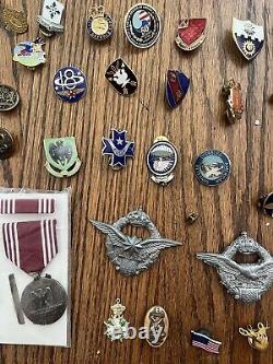 Lot US Army Uniform Insignia DUI Distinctive Unit Insignia Pins Rank Military