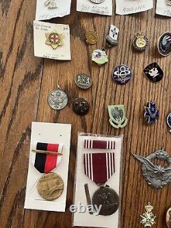 Lot US Army Uniform Insignia DUI Distinctive Unit Insignia Pins Rank Military