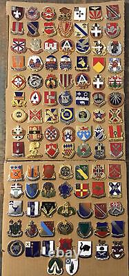 Lot of 100 US Army Unit Crest DI/DUI Military Pins Infantry Engineer Artillery