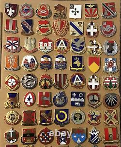 Lot of 100 US Army Unit Crest DI/DUI Military Pins Infantry Engineer Artillery