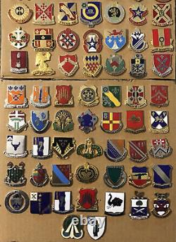 Lot of 100 US Army Unit Crest DI/DUI Military Pins Infantry Engineer Artillery