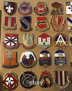 Lot of 100 US Army Unit Crest DI/DUI Military Pins Infantry Engineer Artillery