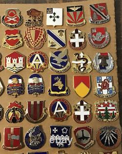 Lot of 100 US Army Unit Crest DI/DUI Military Pins Infantry Engineer Artillery