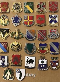 Lot of 100 US Army Unit Crest DI/DUI Military Pins Infantry Engineer Artillery