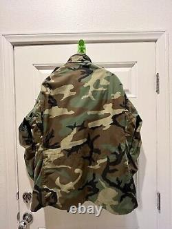 M-65 Field Jacket Made In USA Large Regular Genuine Surplus Woodland Camo