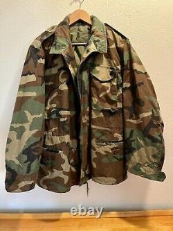 M-65 Field Jacket Made In USA Medium Regular Genuine Surplus Woodland Camo