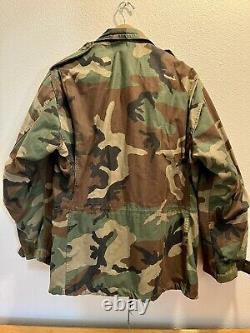 M-65 Field Jacket Made In USA Medium Regular Genuine Surplus Woodland Camo