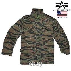 M65 Jacket Original Alpha Industries US Army Military Combat Field Tiger Camo S