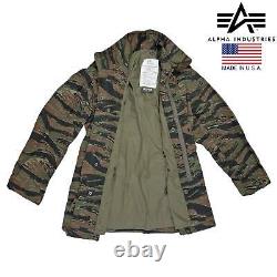 M65 Jacket Original Alpha Industries US Army Military Combat Field Tiger Camo S