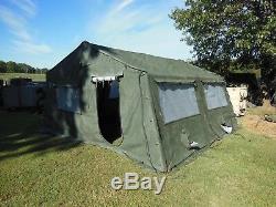 MILITARY 16x16 FRAME TENT CAMPING HUNTING ARMY VINYL CANVAS STOVE JACK SURPLUS