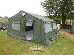 MILITARY 16x16 FRAME TENT CAMPING HUNTING ARMY VINYL CANVAS STOVE JACK SURPLUS
