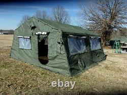 MILITARY 16x16 FRAME TENT CAMPING HUNTING VINYL CANVAS WITH STOVE JACK US ARMY