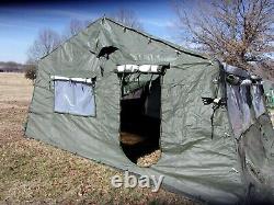 MILITARY 16x16 FRAME TENT CAMPING HUNTING VINYL CANVAS WITH STOVE JACK US ARMY