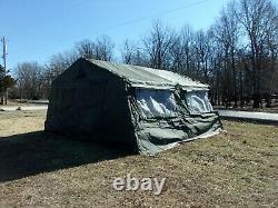 MILITARY 16x16 FRAME TENT CAMPING HUNTING VINYL CANVAS WITH STOVE JACK US ARMY