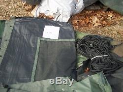 MILITARY 20 x 32 TEMPER TENT CAMPING HUNTING ARMY 4 STOVE JACKS FLOOR US SURPLUS