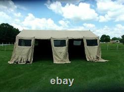 MILITARY BASE X TENT 305 +FLOOR+ STAKES GREEN 18x 25 FT-450 SQ FT SURPLUS ARMY