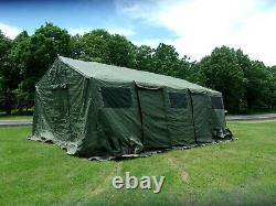 MILITARY BASE X TENT 305 +FLOOR+ STAKES GREEN 18x 25 FT-450 SQ FT SURPLUS ARMY