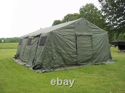 MILITARY BASE X TENT 305 +FLOOR+ STAKES GREEN 18x25 FT-450 SQ FT SURPLUS ARMY