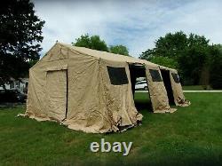 MILITARY BASE X TENT 305+FLOOR+ STAKES+LINER TAN 18x25 FT450 SQ FT SURPLUS ARMY