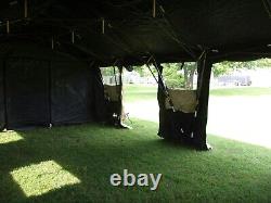 MILITARY BASE X TENT 305+STAKES TAN 18x 25 FT 450 SQ FT SURPLUS ARMY- VERY DIRTY