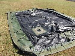 MILITARY SURPLUS 11x11 COMMAND POST TENT TOP -NO ROPES LOOPS CUT -CAMP HUNT ARMY