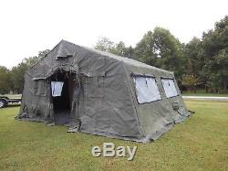 MILITARY SURPLUS 20 x16 TEMPER TENT CAMPING HUNTING ARMY 2 STOVE JACKS LINER US