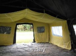MILITARY SURPLUS 20 x16 TEMPER TENT CAMPING HUNTING ARMY 2 STOVE JACKS LINER US