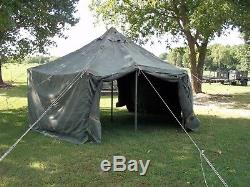 MILITARY SURPLUS CANVAS GP SMALL TENT 17x17 FT CAMPING HUNTING ARMY. NO POLES