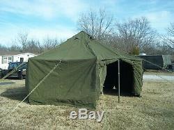 MILITARY SURPLUS CANVAS GP SMALL TENT 17x17 FT CAMPING HUNTING ARMY. NO POLES