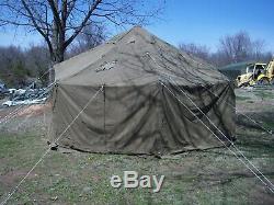 MILITARY SURPLUS CANVAS GP SMALL TENT 17x17 FT CAMPING HUNTING US ARMY + POLES