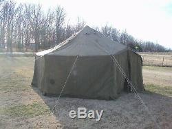 MILITARY SURPLUS CANVAS GP SMALL TENT 17x17 FT HUNTING ARMY DAMAGED. NO POLES