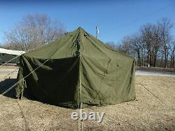MILITARY SURPLUS CANVAS GP SMALL TENT 17x17 FT HUNTING ARMY REPAIRED- NO POLES