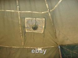 MILITARY SURPLUS CANVAS GP SMALL TENT 17x17 FT HUNTING ARMY REPAIRED- NO POLES