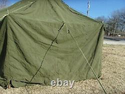 MILITARY SURPLUS CANVAS GP SMALL TENT 17x17 FT HUNTING ARMY REPAIRED- NO POLES