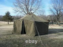 MILITARY SURPLUS CANVAS GP SMALL TENT 17x17 FT HUNTING ARMY REPAIRED- NO POLES