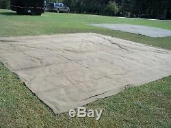MILITARY SURPLUS CANVAS TARP OLD SCHOOL HEAVY TENT TRAILER 20 x 20 FOOT ARMY