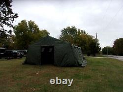 MILITARY TENT BASE- X 307 GREEN EASY UP 18' x 35' GARAGE HUNTING SURPLUS ARMY