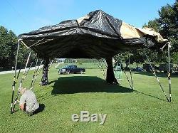 MILITARY TENT BASE- X 307 TAN EASY UP 18' x 35' GARAGE HUNTING ARMY SURPLUS