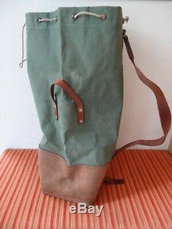 MINT Swiss Army Military Sea bag backpack Canvas Suede Leather Seesack