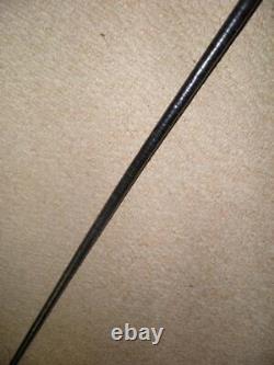 Meiji Era Chinese Military Leather Washer Swagger Stick With Silver Dragon Top