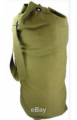 Mens Army Combat Military Shoulder Kit Travel Duffle Bag Canvas Surplus Green