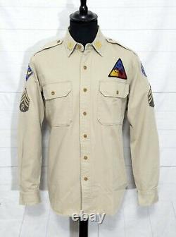 Mens Polo Ralph Lauren military surplus Army patch shirt twill overshirt large