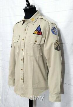 Mens Polo Ralph Lauren military surplus Army patch shirt twill overshirt large